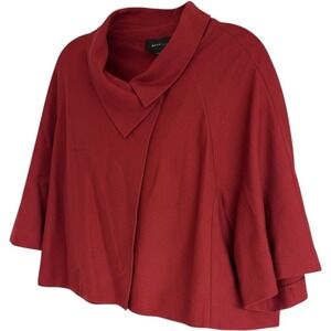 BCBGMAXAZRIA‎ Burgundy Red Cropped Poncho Top Asymmetrical Shawl Collar Small